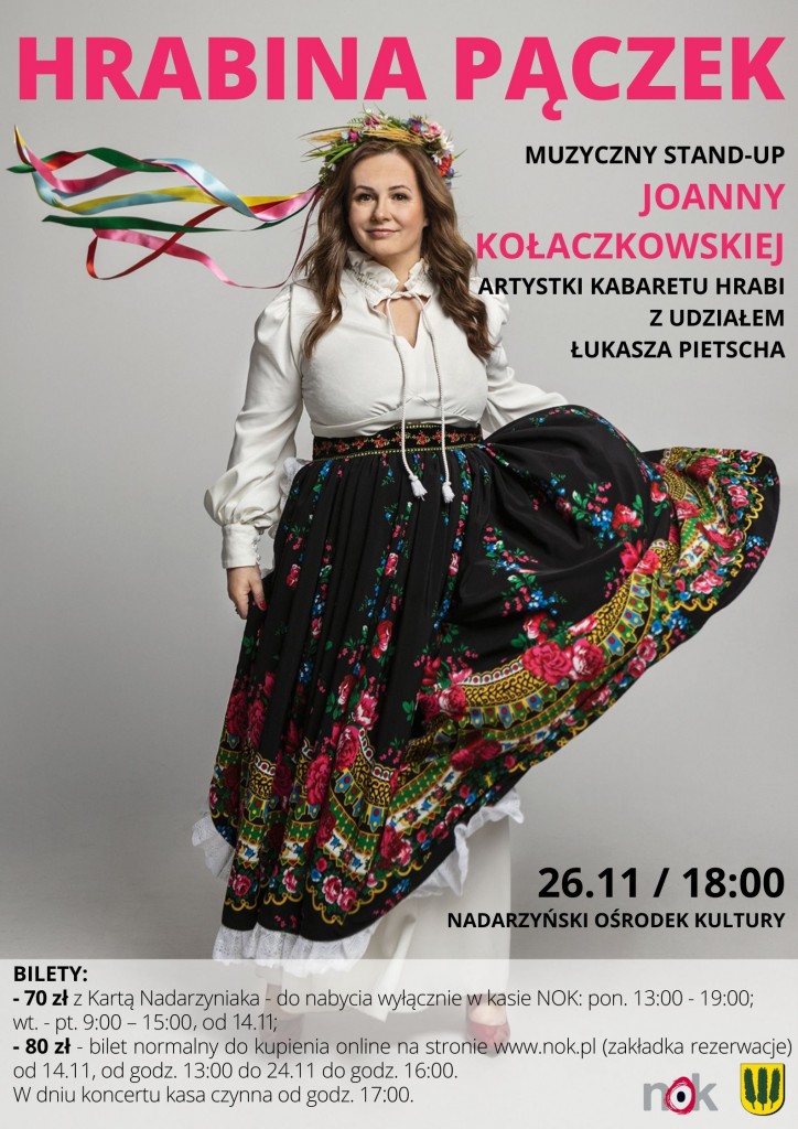 Muzyczny stand-up Joanny Kołaczkowskiej - artystki kabaretu Hrabi z udziałem Łukasza Pietscha.