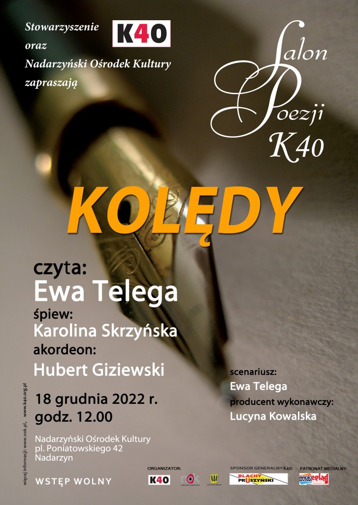 Salon Poezji K40 - Kolędy Czyta: Ewa Telega, Śpiew: Karolina Skrzyńska, Akordeon: Hubert Giziewski